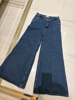 Frame Denim Wide-Leg Jeans in Dark Blue Denim